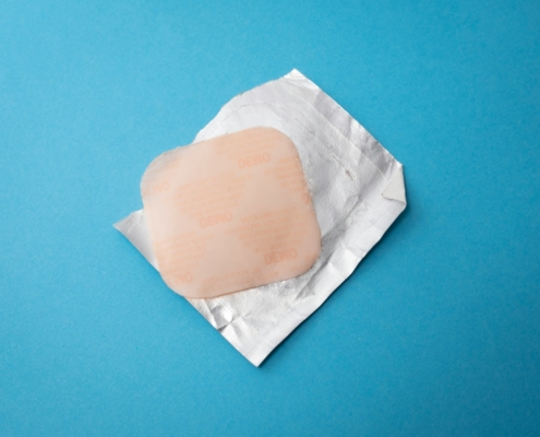 square brown tissue and white paper pack