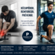 Power-Fit Lausanne banner: left man holding a痛 ankle, right man lunging; center text: 'Récupérer. Renforcer. Prévenir.'