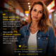 Portrait of Lina Hadid, a coach and entrepreneur, in a denim jacket with French promotional text about training your body and bone density; branding and website displayed.